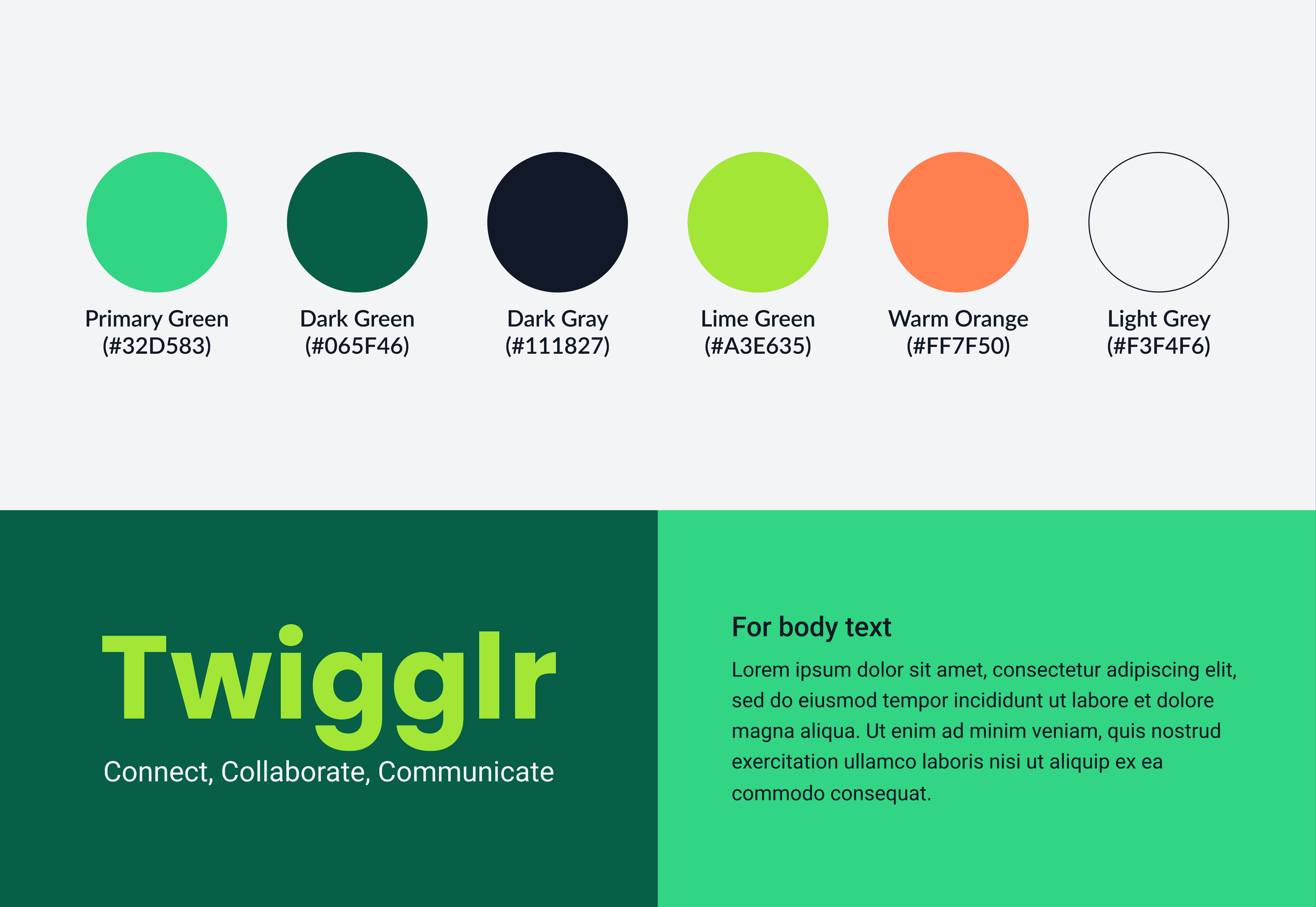 Color palette, typography